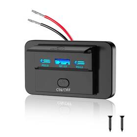 Qkgpb03u-1 Gibbab 3 Ports 12v Rv Usb Outlet 90w Dual Pd3.0 Type-c Quick Charge 72w And Qc3.0