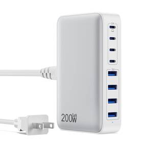 200w Gkutw 694743328967 Usb C Charger Blockupgraded Gan Iii 8-port Fast Charging S