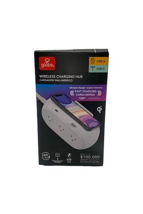 Globe Electric 058219786345 Wireless Charging Pod With 3 Ac Ports And 2 Usb