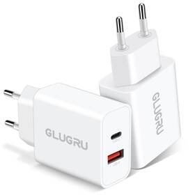 Xy20r85 Glugru European Travel Plug Adapter 2-pack 20w Dual Port Usb C Wall Charger
