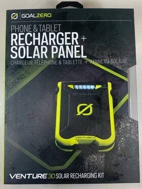 Goal Zero 847974005538 New Venture 30 Power Bank Recharger Solar Panel Recharging Kit