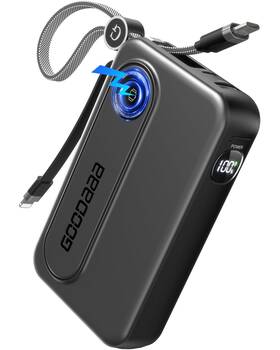 Goodaaa 717331209674 Portable Charger Built-in 2 Cables 10000mah Bidirectional Fast Chargi