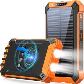 Pn-w22 Goodaaa Power Bank Wireless Charger 36000mah Built In 4 Cables Six Orange