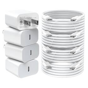Grephone 719081950080 Iphone Charger Fast Charging 20w Pd Usb C Wall 4 Pack With 6ft