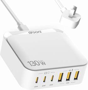 Xt-103 Grooni Usb C Charger Block 6 Ports Fast Wall 130w T Gan 3 Charging Station