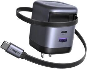 X605 Group Limited Usb C Retractable Charger With Built-in Cable 2-port Fast Charging Wall Adapter