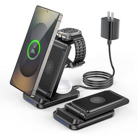 T613-f Gumosh 3 In1 Dual Coil Wireless Charger Station For Samsung Stand F