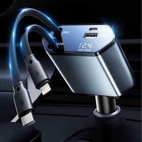 100w Gusgu 977632840882 Retractable Car Charger 4in1 Fast Phone Featuring A 2.6ft Retra