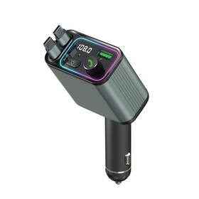 Gc08-2pd65 Gxy Kit 3 In 1 Retractable Car Charger Adapter Fm Transmitter Bluetooth Mp3