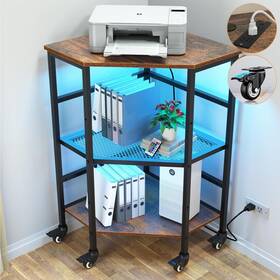 Cet001 Haioou Corner Printer Stand Table With Power Outlet Charging Plugs Usb Port &