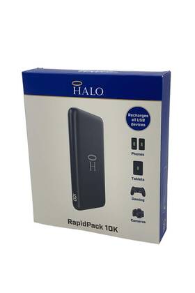 Halo 645397939825 10 000mah Quick Charge 20w Pd Power Bank With Charging Cables Blue