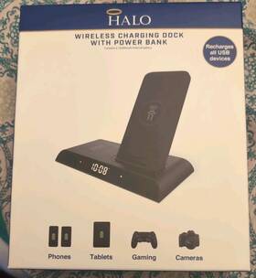 Halo 840056137035 New Universal Wireless Charging Dock With Power Bank 10000mah Black
