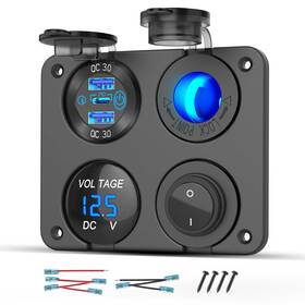 Hapytrip 2001vsf 12 Volt Usb Outlet Rv Accessory 12v Marine Switch Panel Dual Pd30w And Black