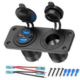 22bp01 Hapytrip 4 Port 12v Usb Outlet Marine Switch Panel 12 Volt Plug Dual Pd30w And Q