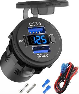 Gsg2023-3m Hapytrip 12 Volt Usb Outlet Dual Quick Charge 3.0 Port And Pd3.0 C Car Pack Of One
