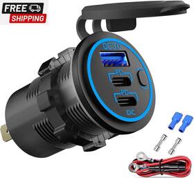 Pd3.0 Hapytrip Sd08 12v Usb Outlet Wire Charger Multi Port Dual Usb-c And Quick Charge3.0