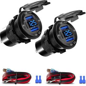 Hcgzhen 725889854161 Upgraded 4 Port 12v Usb Outlet 78w Dual Pd And Qc Aluminum Alloy Pack Of 2