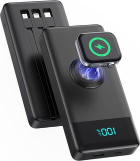 Hx100n9 Hetp Portable Charger With Built-in Cables And Iwatch 10800mah Black