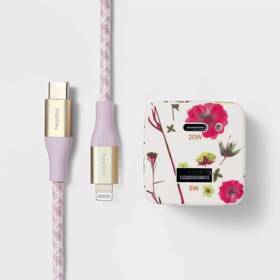88669065 Heyday 2-port Wall Charger With 6ft Usb-c Cable - Floral
