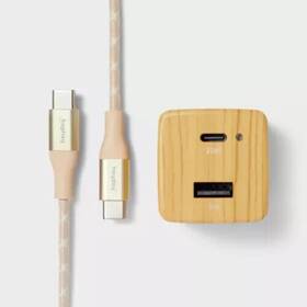 88669066 Heyday 2-port Wall Charger With 6ft Usb-c To Cable - White Pine