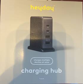 88744473 Heyday Black Saffiano 4-port Charging Hub 2c And 2a Compatible