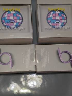 91251738 Heyday 2 Lot Single Port Usb-c Wall Charger Disco Ball 3ft Cable New