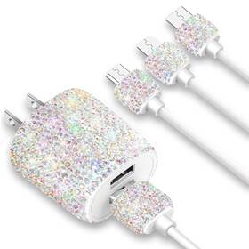 Mf-05002400sa1 Hidoer Bling Usb Wall Charger With Charging Cable Fast Block For Iphone Android 3 Inch
