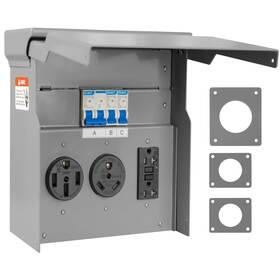 Hieho 760472647485 Rv Electrical Outlet Panel Temporary Power With 20 30 And 50 Am
