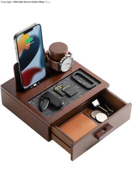 Holme & Hadfield 391536510428 And Premium Wooden Phone Docking Station With Drawer Nightstan