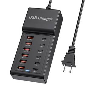 Hongyee 663899291142 Multi Usb Charger C Charging Block Station 50w 12 Port 12-port Black