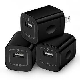 Cube1a Hopepow 631112513371 Wall Charger Cube1a/5v Single Port Usb Plug 3 Pack Travel Black Charging Block B