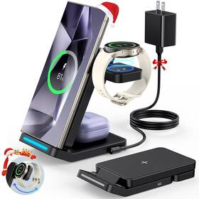 Houflody 742440519116 Foldable Wireless Charger For Samsung 3 In 1 Fast Charging Station