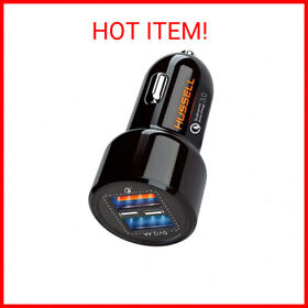 Hussell Car Charger Adapter 3.0 Portable Usb With Fast Charge Technology And Dual P