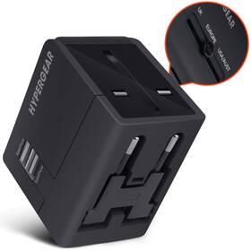 14298 Hypergear All-in-one World Travel Adapter Black Compatible With 150 Countries