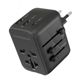 15822 Hypergear Worldcharge Universal Travel Adapter With Usb/usb-c Black