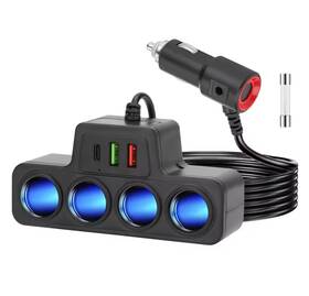 Ibrookauction 601549152085 4- Socket Car Cigarette Lighter Splitter Usb Fast Charger Power Adapter 120w 12v