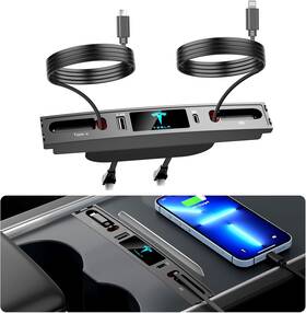 Pt-tsl-2 Ibxshow Car Usb Charger Multi Port For Model Y 2021-2024 /model 3 2021-2023 Black