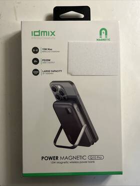 Idmix 928288554562 Q10 Pro 10000mah 15w Grey Magnetic Wireless Power Bank Foldable Stand