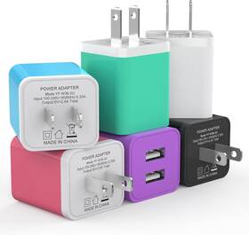 Yf-w36-2u Igenjun 6pack Usb Wall Charger 2.4a Dual Port Cube Power Plug Colorful