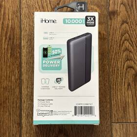 1h-pp1016r Ihome 10000mah Portable Battery Power Bank 2.5x Faster Charge Usb-c -usb-a New
