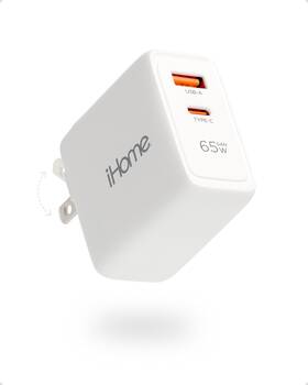 2ihch1785w2l2 Ihome 65w Usb C Charger Block Gan Fast Charging With Dual Ports Usb-c White