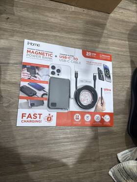 2ihpp1008blkcb Ihome Magnetic Power Bank Charging Set Wireless Fast Charge Brand New Black