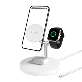 2ihqi1001-wht-l2 Ihome Magnetic Charging Stand 15w Wireless Charger For Iphone 4-in-1 White
