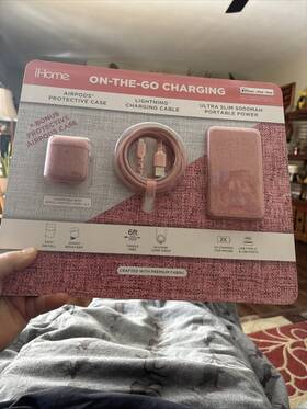 Ihome 812350217485 On-the-go Charging Bundle. Made For Iphone Ipad Ipod. Pink. New