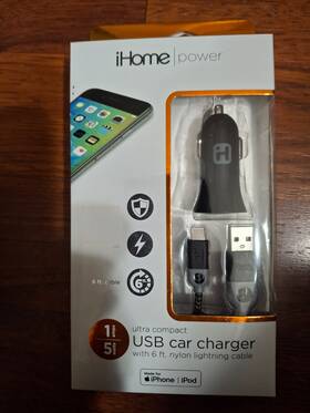 Ih-ct1252b-aa Ihome Usb Car Charger With 6ft Lightening Cable