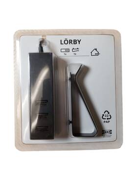 703.819.73 Ikea Lorby 3 Port Usb Charger. Magnetic Clamp Or Adhesive Black New