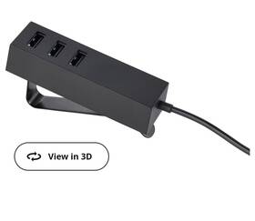 Aa-2028969-1 Ikea Lorby 3 Port Usb Charger With Clamp Black 6 Cord