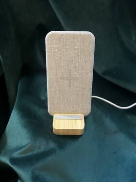 E2009 Ikea Nordm Rke Qi Wireless Charging Pad Wood Fabric Desktop Stand