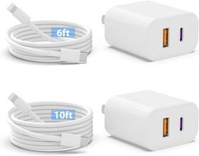 Ca-p1338ac Ilouyu Iphone Charger 2 Pack 20w Dual Port Usb Fast Wall Block White