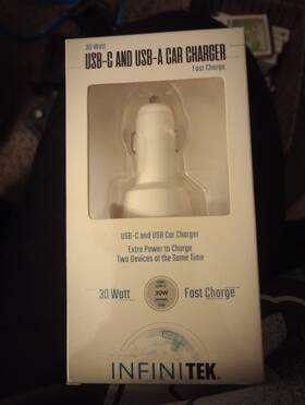 Ecc20-020-b Infinitek Car Charger Usb-c And Usb-a 30 Watt Dual Port Fast Charge White New C A